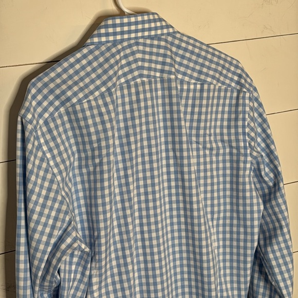 Charles Tyrwhitt Spread Collar Non-Iron Gingham Extra Slim Fit Shirt Light Blue - Picture 4 of 6